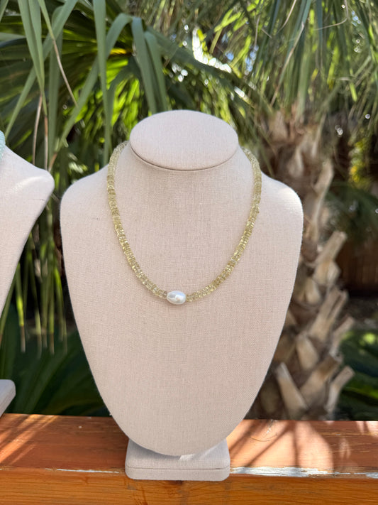 Yellow Quartz & Freshwater Pearl Necklace