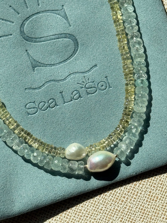 Aquamarine & Freshwater Pearl Necklace