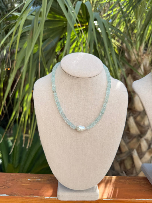 Aquamarine & Freshwater Pearl Necklace